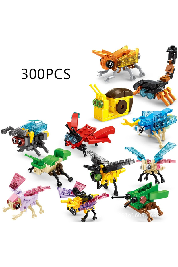 52096-12PCS Insect Animals Figures Set Mini Building Blocks Toy Assembly 3D Constructor Micro Bricks