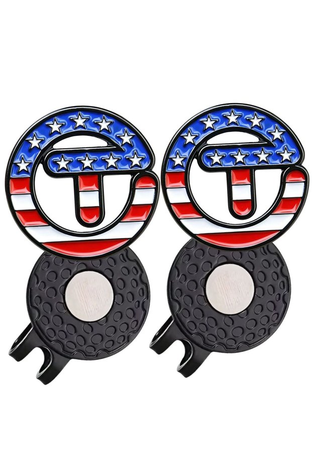 2 pcs usa marker USA Themed Stars Stripes Golf Ball Marker with Magnetic Hat Clip Golf Accessories G