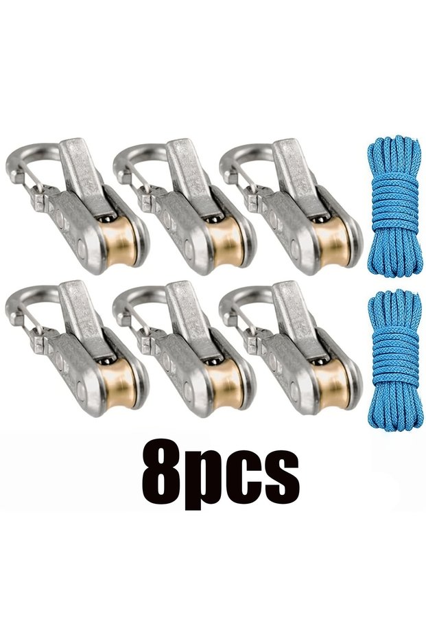 8PCS Rope Tying Tool And Tensioner with Roller Tensioner Heavy-Duty Retractable Buckle with Telescop