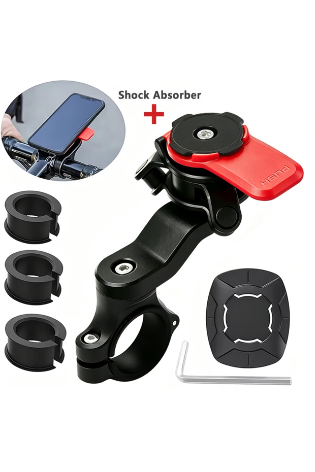 red(with base) 1set Motorcycle Phone Holder, Bicycle Phone Holder, Quick Disassembly and Installatio