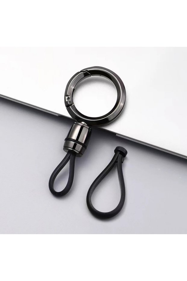 3 Pcs black Car Key Chain Keyring Key Holder Strap with Metal Ring, Minimalist Keychain Accessories