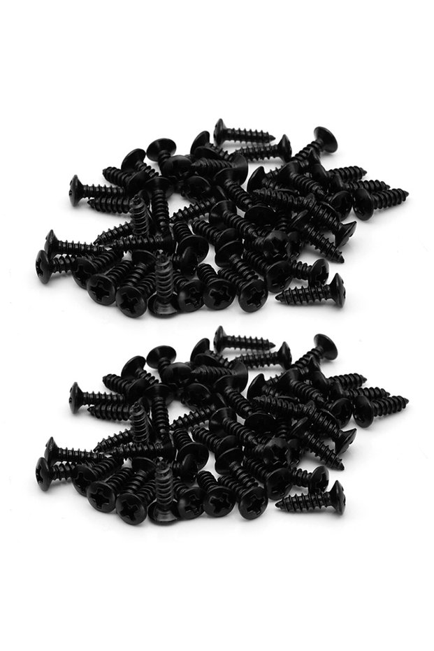 Black 100Pcs 100Pcs 3x12mm Electric Guitar Bass Pickguard Screws Scratch Plate Mounting Screws Self