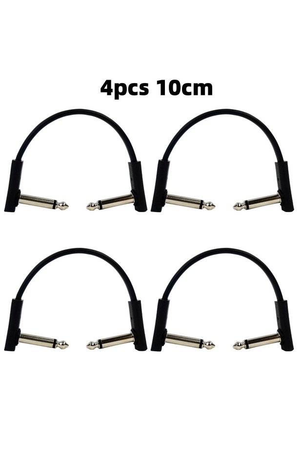 TS 4PCS 10CM Miwayer 4Pcs Flat Patch Cables Guitar Pedal 6.35mm TS Right Angle 5-50cm Space Saving G