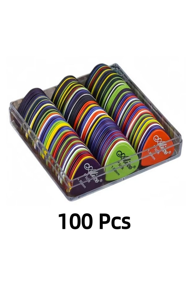 100 Mixed and 1 Box Alice 12/24/50/100 Pcs Mixed ABS Guitar Picks, Multicolor Premium Plastic Plectr