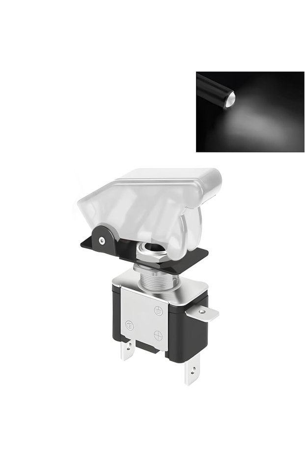WHITE 1pc 12V 20A Toggle Switch LED Switch Car Auto Cover LED Light With Protective Cover SPST Toggl