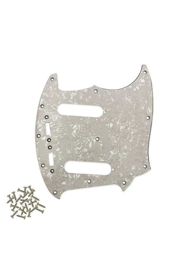 White Pearl 4ply RUKOVA Retro Mustang SS Single Pickguard, 12 Screw Holes Shield Panel, Fits America