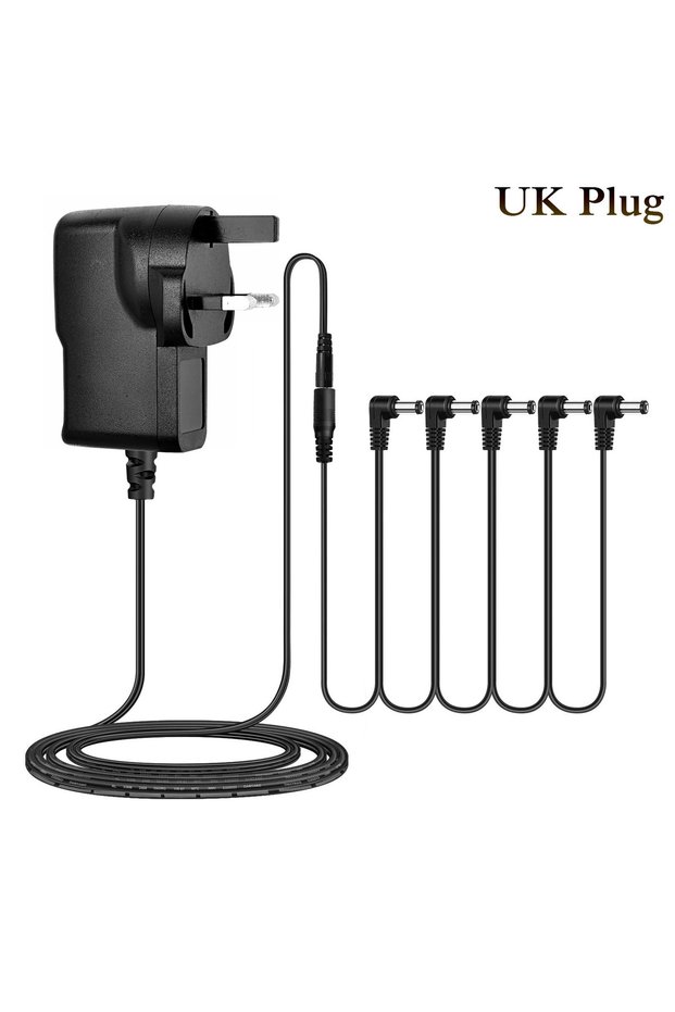 No plug UK Plug Guitar Pedal Power Supply Adapter 9V DC US UK EU Plug Tip & Negative 5 Ways Daisy Ch