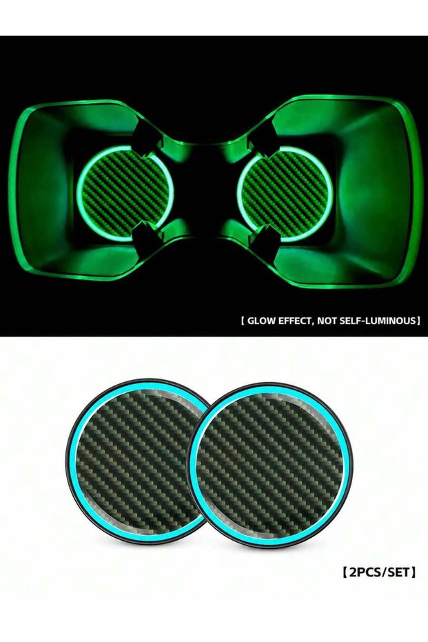 black Universal Glowing Waterproof Non-Slip Coasters Car Ambience Decor Accessories Car Color Changi