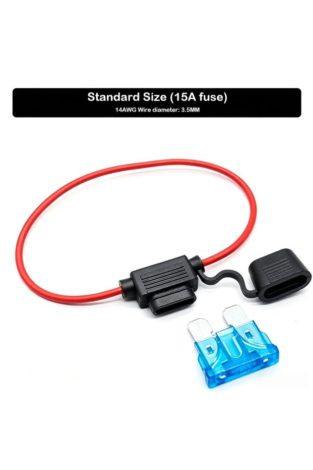 15A Standard Waterproof 10/12/14/16/18AWG Cuttable Car Inline Fuse Holder 5A-50A Standard/Mini Fuses