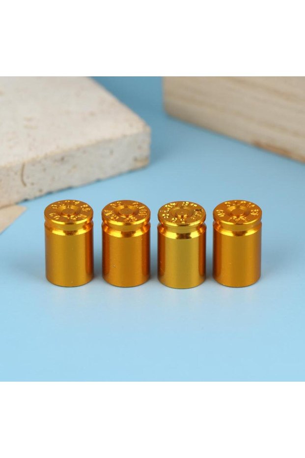 Gold {Summer2} 4Pcs Bullet Shell Tire Valve Stem Caps Aluminum Alloy Car Air Stem Cap For Cars SUV T