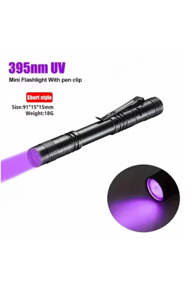 short-1pcs 395nm UV Pen FLaslight, Blacklight Flashlight W/ Clip Portable Detector for Hotel/Pet Uri