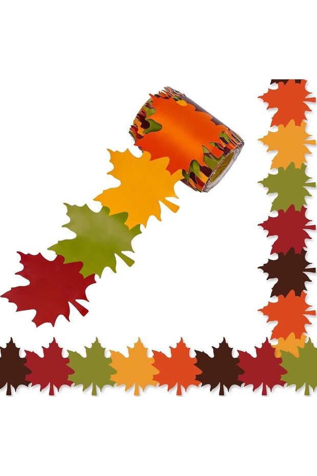 Maple Leaf Fall Bulletin Board Borders Maple Leaves Shape Die-Cut Bulletin Board Strips Colorful Aut