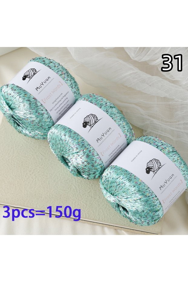 31 3-Pack of Glitter Yarn, 50g Per Roll, Total 150g, Shiny, Suitable for Knitting Cushions, Bags, Ha