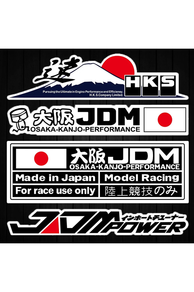 anb4-15cm-D-4pcs JDM HKS Fuji Mountain Reflective Car Stickers Decor Motorcycle Scooter Auto Moto Bo