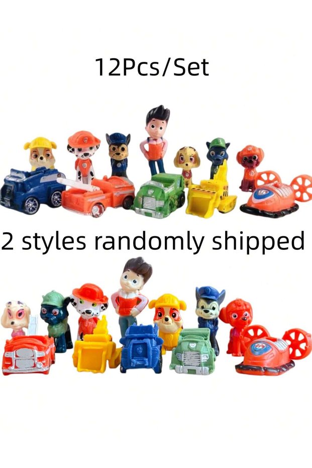12Pcs 12/24/36pcs/set Onime Character Figure Set PVC Puppy Statues with Rescue Truck Mode