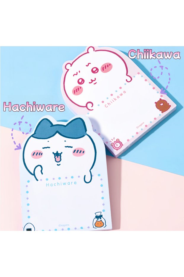 2pc Pink blue Cute Chiikawa Shaped Sticky Notes Chiikawa Hachiware Cartoon-Style Notepad for Element