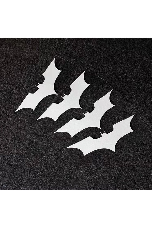 Silver 4PCS Bat Shape Pattern Vinyl Stickers Multicolor Waterproof Decals for Car Motorcycle Helmet