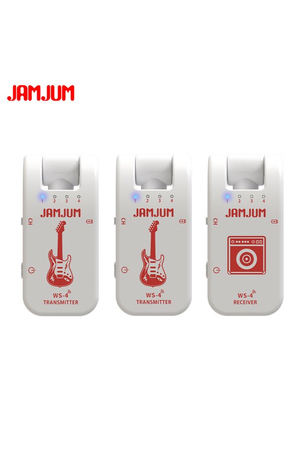 WHITE JAMJUM 2.4Ghz Wireless Guitar System 2 Transmitter 1 Receiver Universal Accessories for Electr