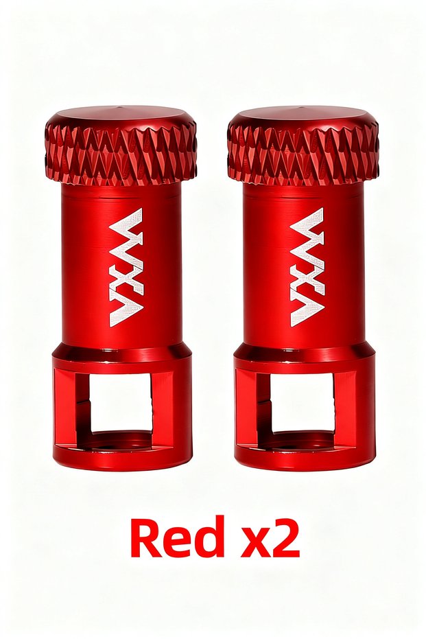 2 pieces-Red VXM Bicycle Presta Valve Cap 2-in-1 Tool Aluminum Alloy Valve Core Remover for Road Mou