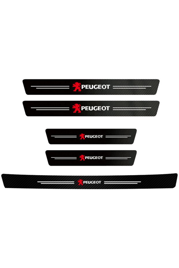 5Pcs Car Door xTrunk 1/4/5Pcs Car Door Sill Scuff Plate Decor Carbon Fiber Stickers For Peug