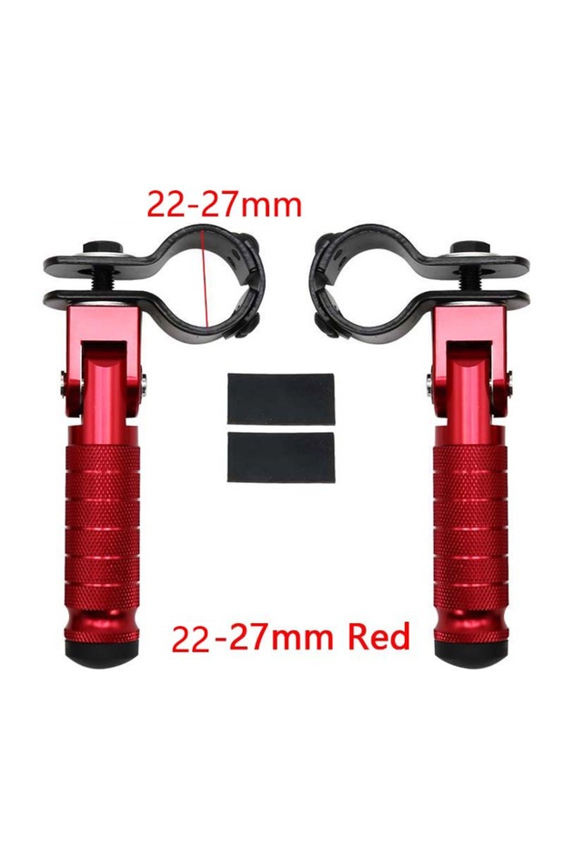 Small red 22-27/30-35mm Clamp CNC Aluminum Motorcycle Part Universal Pedals Folded Footrest Footpeg