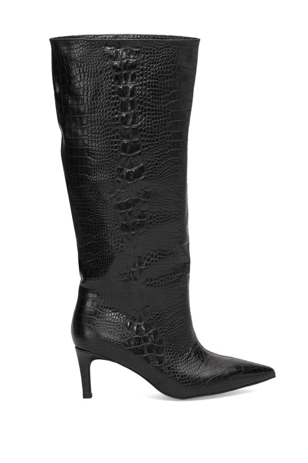 Elit Zk3125 Women's Classic Heeled Boots Black