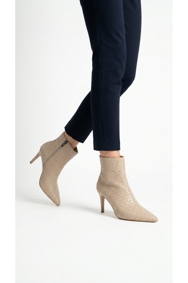 Women's Boots, Pointed Toe, Thin Heel, Knitted Texture, Woven Upper, Side Zipper, Casual, Stylish, Derqan5000Mrv.