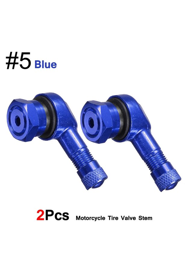 blue 2Pcs 90 Degree CNC Motorcycle Tire Valve Stem Universal Aluminum Wheel Leak-proof Valve Stem wi
