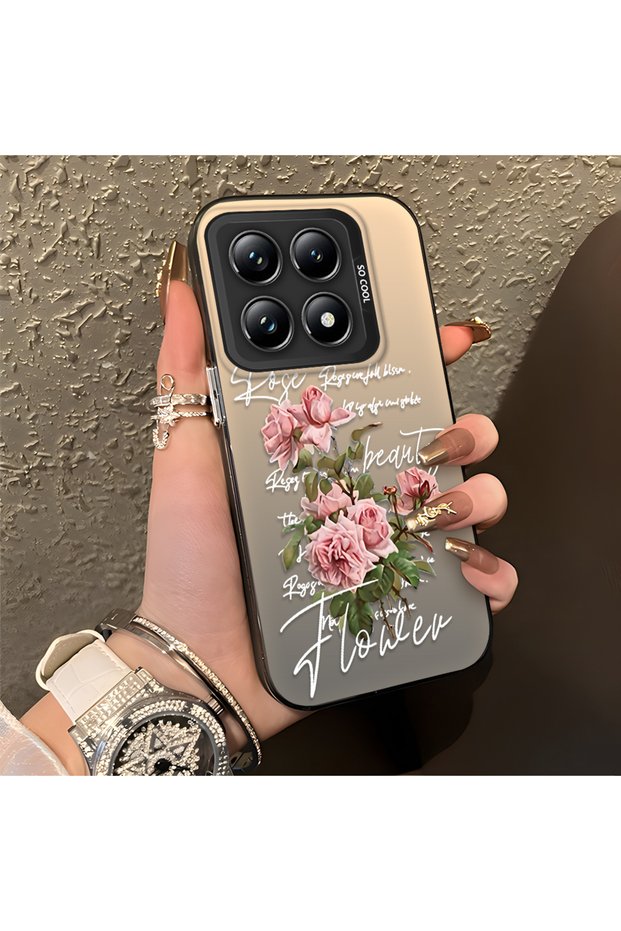 Mi 14t Pro Compatible Rose and Text Pattern Case, Protective, Daily Use