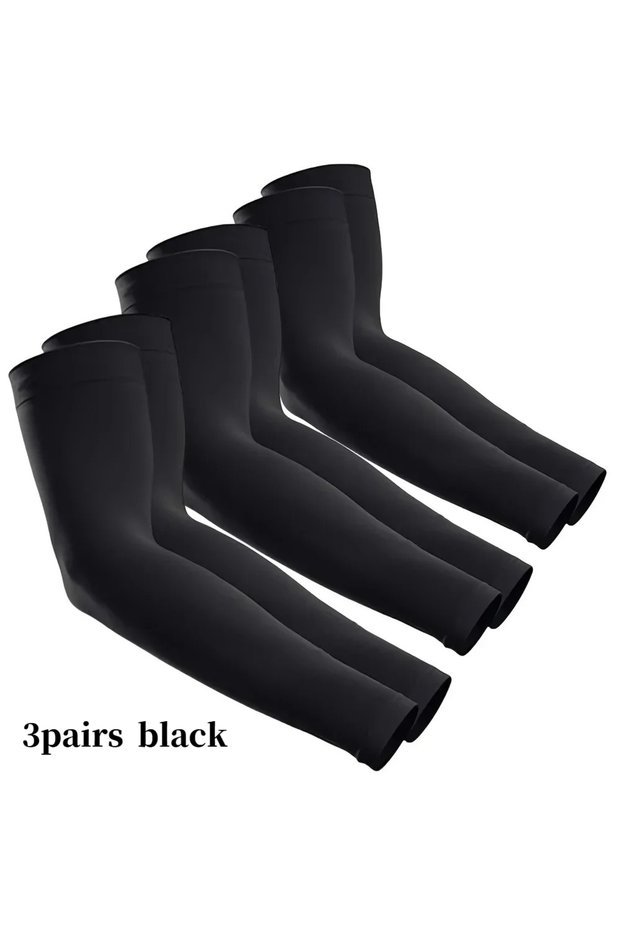 3pairs-hei 3 Pairs Breathable UV Protection Arm Sleeves Sun Arm Covers Used For Outdoor Sports, Cycl