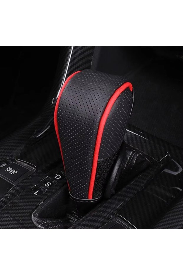 Red Artificial Leather Gear Shift Knob and Gear Shift Stick - Anti-slip Grip, Breathable Design, Ava