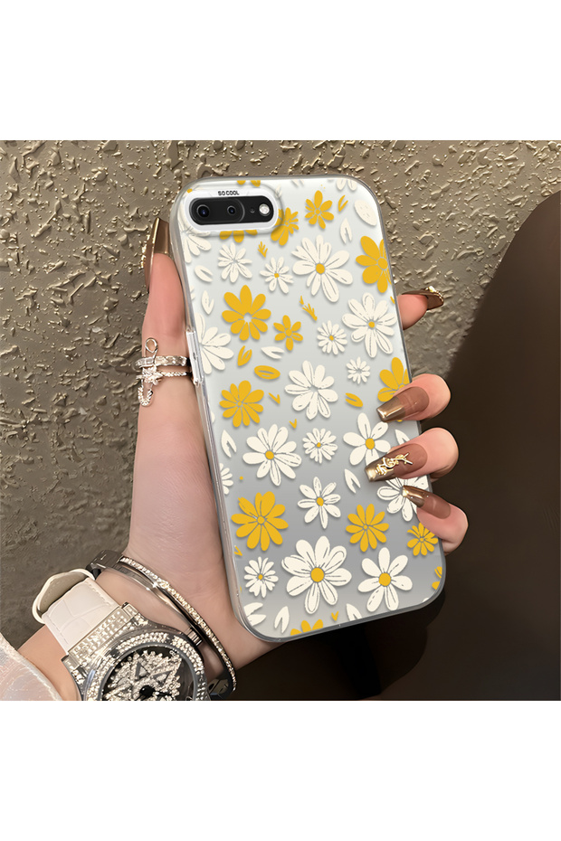 غطاء هاتف مطبوع عليه تصميم زهرة البابونج، متوافق مع هواتف iPhone 7 Plus و 8 Plus، متين ويدوم طويلاً، وتصميمه لطيف.