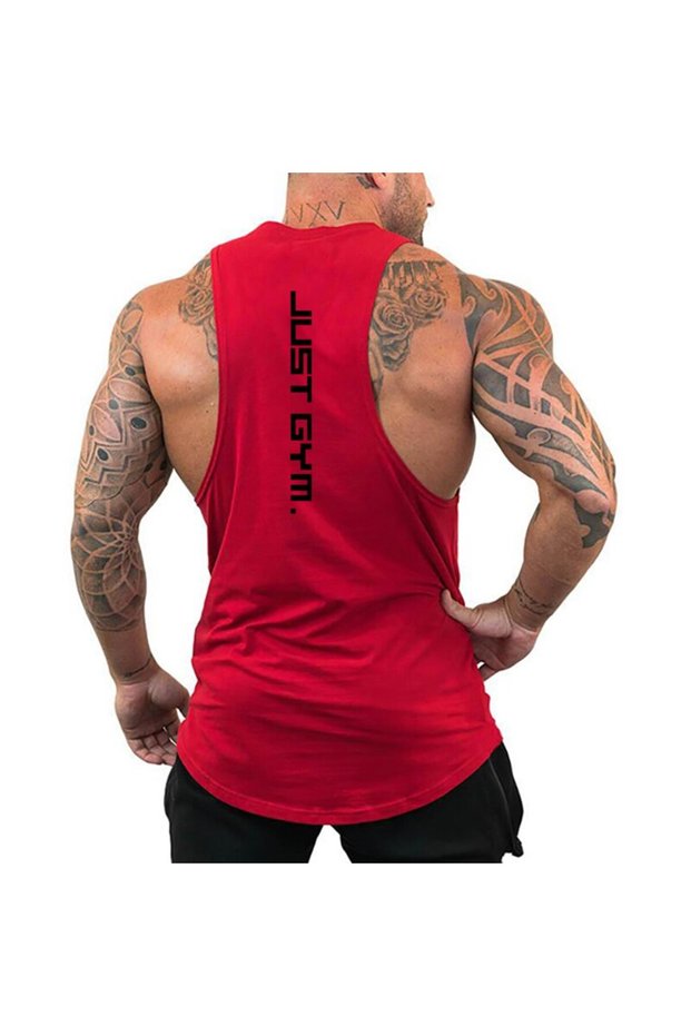 M Red Men's Jogging Undershirt Workout Fitness Comfortable Sleeveless T-Shirt Outdoor Sports Running