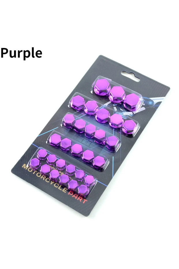 Purpleone card 1 Pack 30Pcs/Lot Motorcycle Head Screw Nut Electroplated Cap Cover Decoration Accesso
