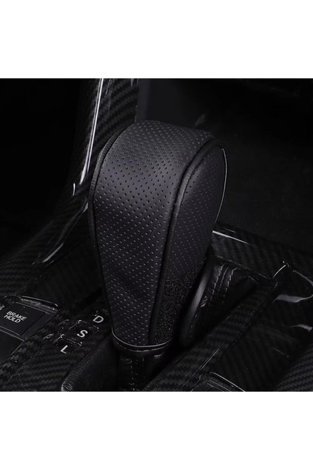 Black Artificial Leather Gear Shift Knob and Gear Shift Stick - Anti-slip Grip, Breathable Design, A