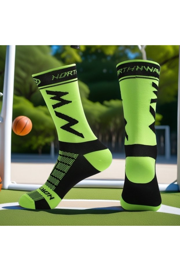Size39 45 1Pair Green 1/3/5 Pairs of Men's Mid-Calf Sports Socks, Fitness Compression Socks, Non-Sli