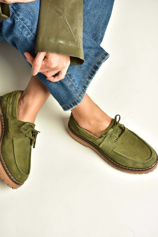 Z312479761 Khaki Genuine Leather Suede Casual Women's Shoes