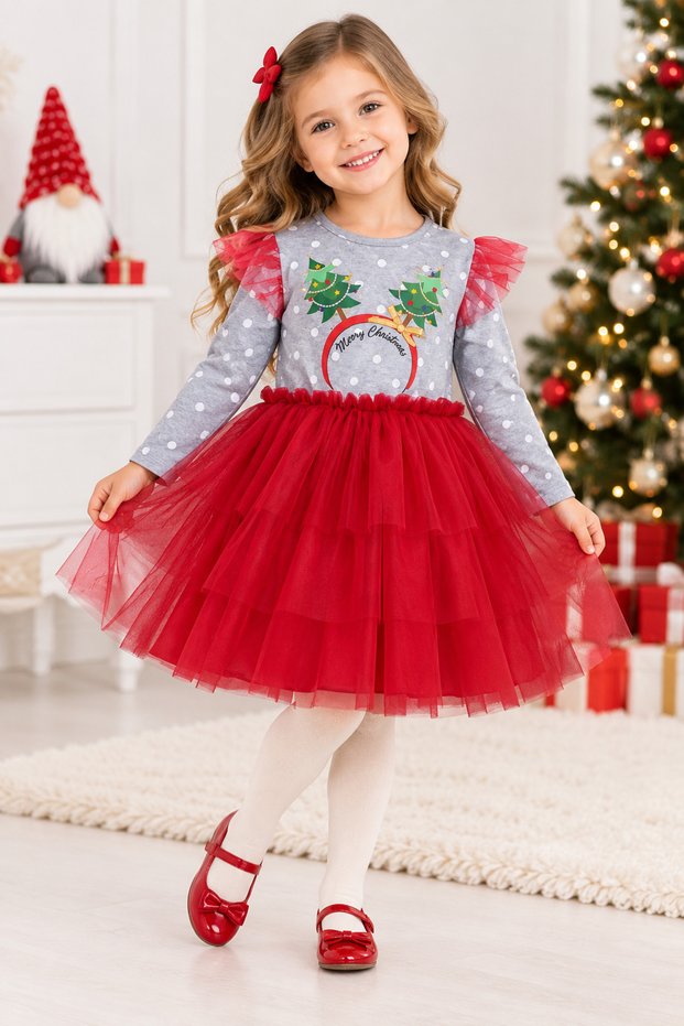 Girl's Dress with Tulle Skirt