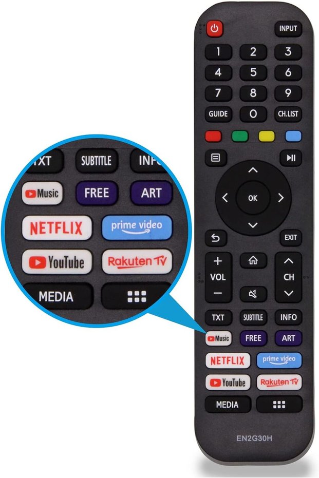 جهاز تحكم عن بعد بديل عالمي لتلفزيون هايسنس EN2G30H/EN2A30 - بديل فوري مع Netflix و Pri