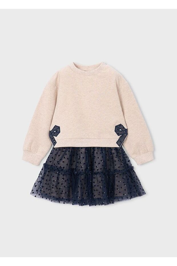Girl's Tulle Skirt and Sweatshirt Set, Navy Blue, 4934.