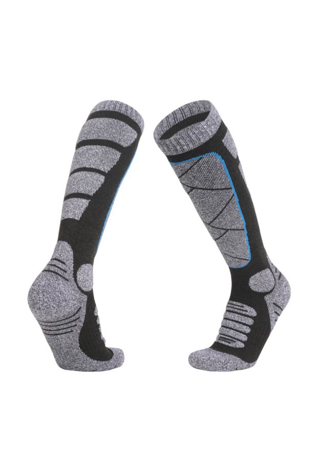 One size Black 1 Pair of Classic Autumn and Winter Striped Ski Socks for Men and Women, Warm Long St
