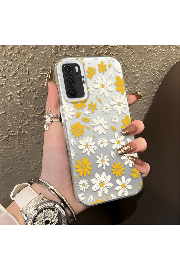 غطاء هاتف متوافق مع جهاز Oppo A54S، مطبوع عليه تصميم زهرة البابونج، متين، وجذاب.