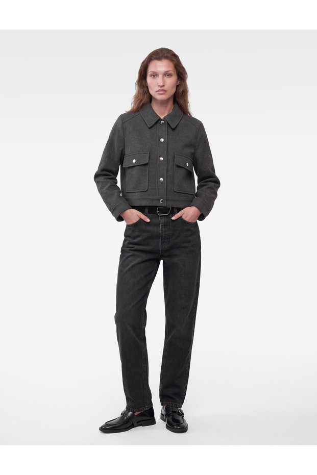 Long Sleeve Classic Collar Double Pocket Buttoned Cashmere Jacket