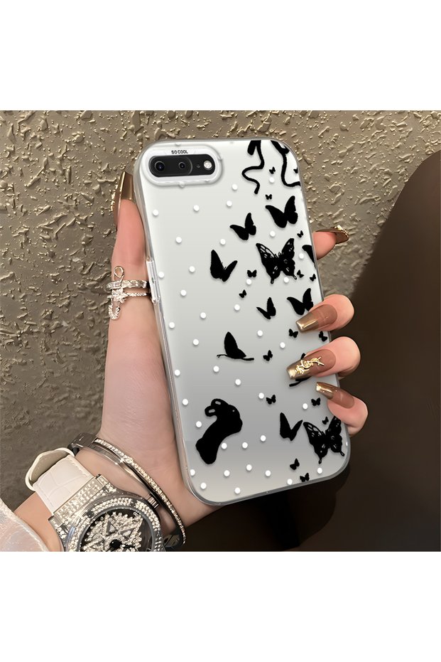 iPhone 7 Plus/8 Plus Compatible Case with a Dot and Butterfly Pattern, Suitable for Everyday Use.