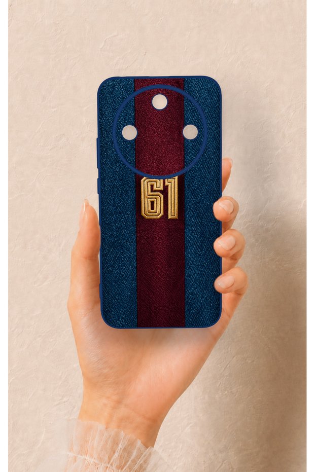 غطاء سيليكون بتصميم مخطط باللونين الأحمر الداكن والأزرق، متوافق مع هاتف Honor Magic 8 Lite.