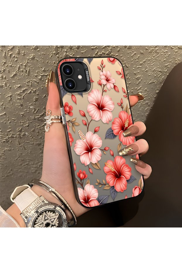 iPhone 12 Mini Compatible Protective Case with a Large Floral Print, Offering Impact Protection.