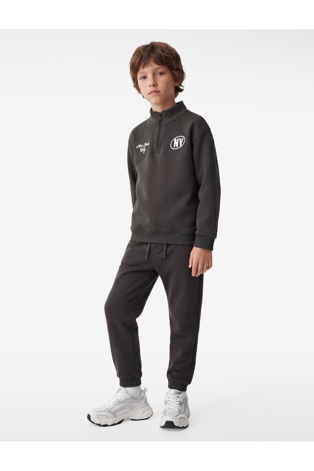Thick Collar Half-Zip Tracksuit Set, Three-Thread Brushed Fabric, Long Sleeves.
