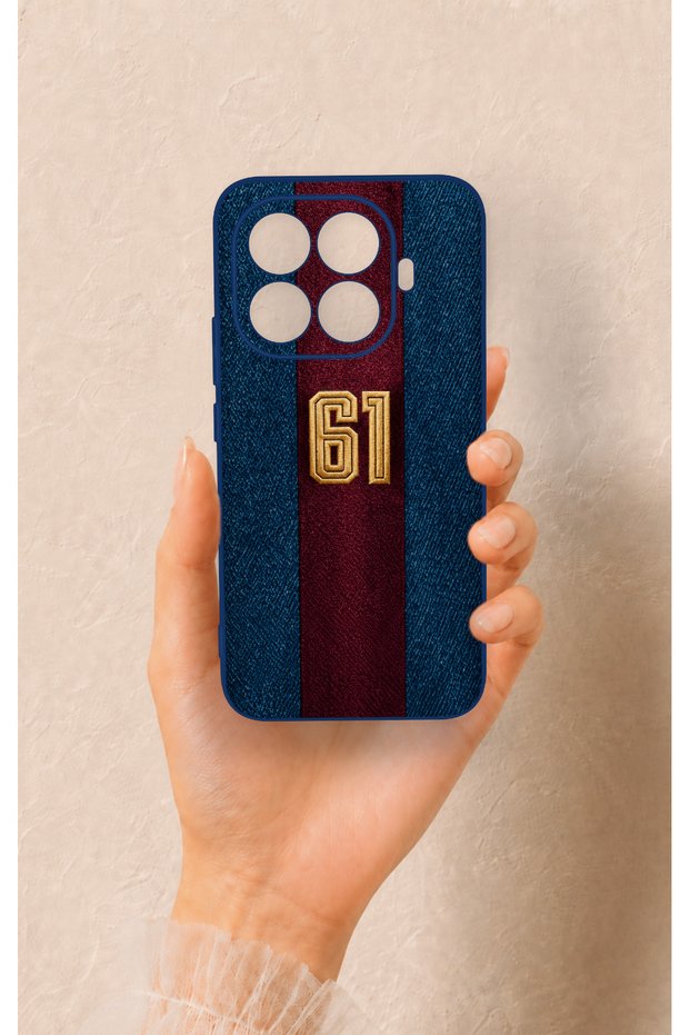 Mi 15t Pro Compatible Burgundy Blue Patterned Silicone Case.