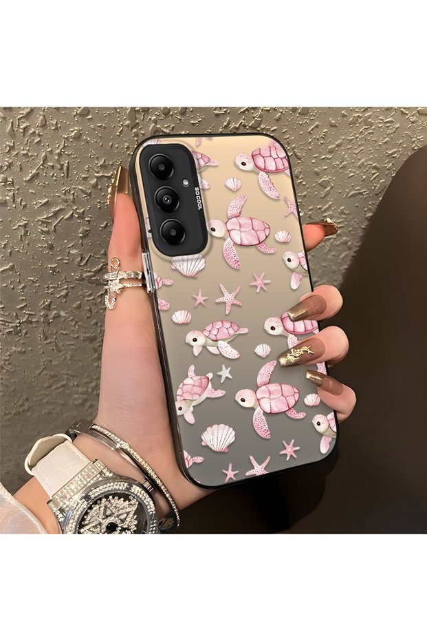Pink Turtle and Seashell Patterned Silicone Case Compatible with the Samsung Galaxy A05S, Featuring a Cute Design.