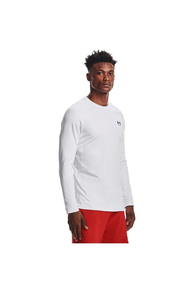 Men's 1366068-100 White Cold Gear Fitted Crew Sweatshirt.